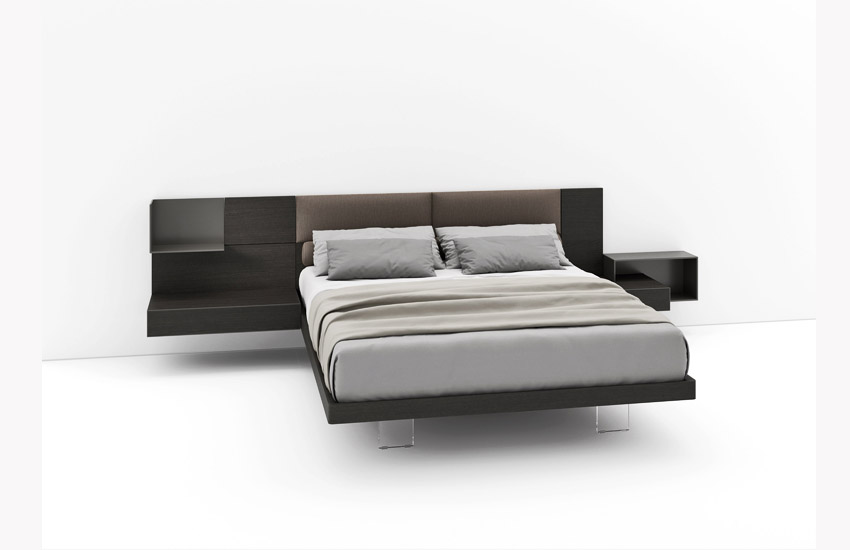 Letto imbottito con contenitore GROOVE, letto con cuscini moderno